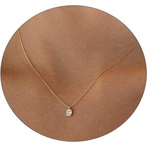 Diamond Necklaces for Women, Dainty 14k Gold Plated Leaf Pendant Necklace Layere